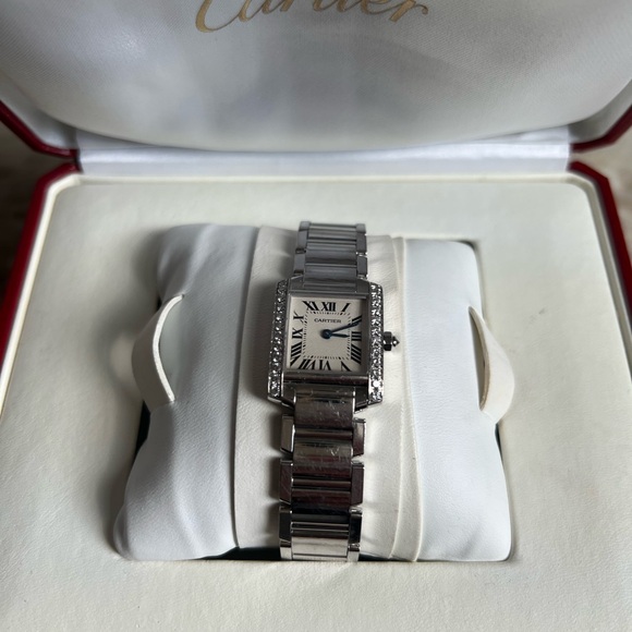 Cartier French tank watch with diamonds and sapphire - Picture 4 of 6